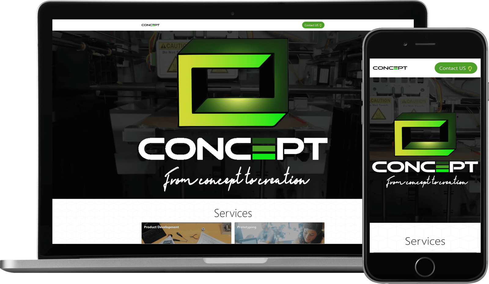 Concept website on a laptop and a phone